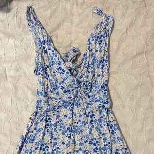 Boutique Floral Blue and Cream Dress